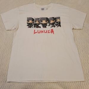 Unique Funny Ninja Cartoon Anime T shirt Size Large Lukuza Double sided Unisex